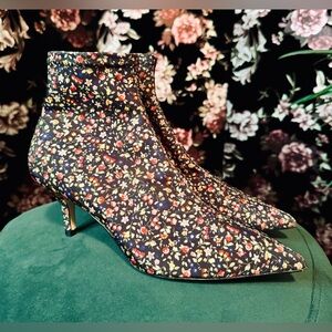 Zara Liberty Floral Print Kitten Heel Pointed Toe Sock Booties Size 36